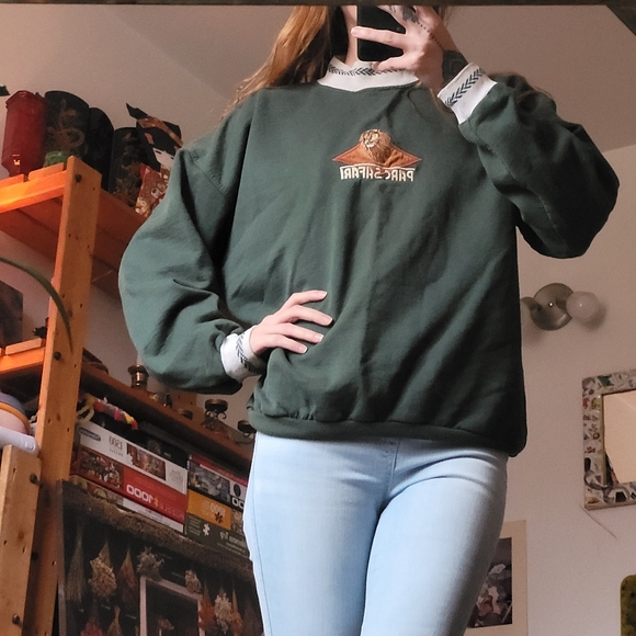 Vintage Parc Safari green long sleeve mock neck sweater- size medium - Picture 7 of 9